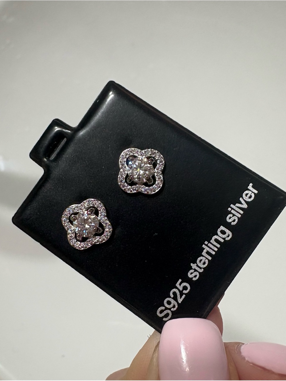 S925 Sterling Silver CZ Flower Stud Earrings
